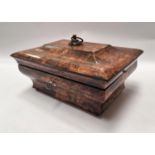 A Victorian burr walnut jewellery box with fitted interior