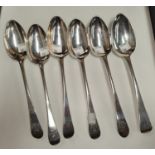 A set of 5 Scottish silver soup spoons Glasgow ........, maker PR 7.2oz and another 19th century