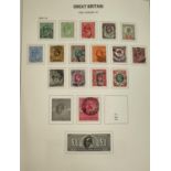 GB: a collection of stamps QV-QEII including Penny Black, Two pence Blue (imperfect, 1d red plates