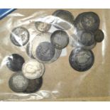 GB - a GIII silver crown and other 19th century silver coinage (worn) 150gm