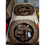 A set of 4 DENBY limited edition Tutankhamun plates, boxed, and 7 early 20th century Royal