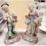 A pair of French Parian ware bisque figures of lady and gentleman in period dress, height 25cm