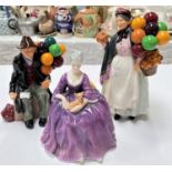 Three Royal Doulton figures 'Biddy Pennyfarthing' HN1843, 'The Balloon Man' HN1954 and 'Charlotte'