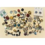 A selection of various earrings inc. diamante, clip-ons etc