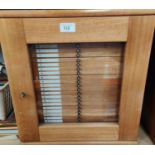 A mid 20th century Pathology Laboratory microscope specimen slide case, polished sepele mahogany,