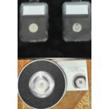 COOK ISLANDS: $5 Chondrite Impact silver coin, a silver sixpence pair, cased and Landmarks of the