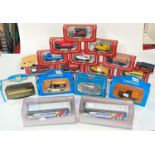 A selection of diecast vehicles:  2 coaches; etc.; in original boxes