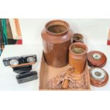 A selection of stoneware jars; table lamps etc