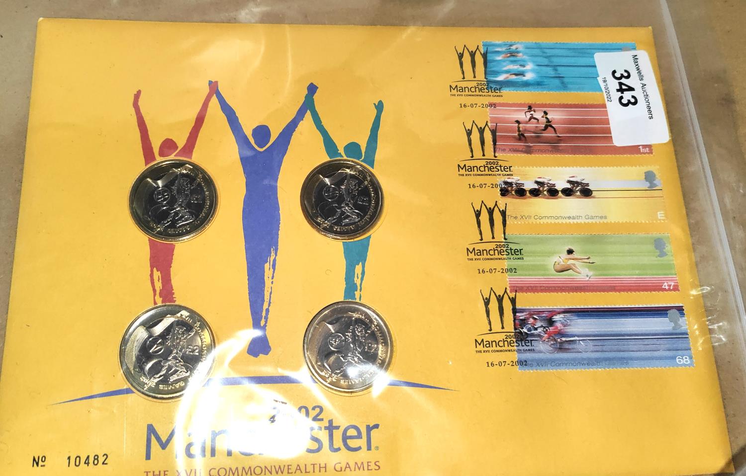 GB: Commonwealth Games, Manchester 2002, limited edition set of 4 x £2 coins on postal cover