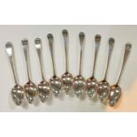 A hallmarked silver set of of 6 Old English dessert spoons, Edinburgh 1802, 8oz