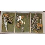 A yellow metal stick pin set with diamonds, stamped 15ct, 1.7gms; a selection of gilt cufflinks etc