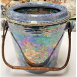 An early 20th century 'Byzanta ware' by Grimwades Primrose purple lustre slop bucket with woven