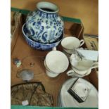 A Wedgwood blue & white bowl; a modern Chinese vase; a Royal Doulton 'Lisa' part tea service; 2