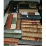 Six volumes of poetry, etc., tooled leather bound; other books