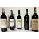 Five bottles of red wine - Howcroft Vineyard Shiraz 2003, Chateau de Gaillat Graves 1996, Hardy's