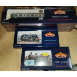 Two boxed 00-gauge Bachmann Branch Line Locomotives and a two carriage pack, 32-228, 31-451D & 32-