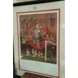 A signed limited edition print:  MUFC Treble Winners 1998/9