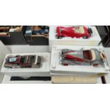 3 Franklin Mint scale models of vintage cars "1935 Mercedes Benz 500", "1930 Duesenberg