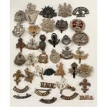 A selection of military badges and buttons
