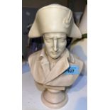 A resin bust of Napoleon and a small ceramic dish for St Helena featuring Napoleon
