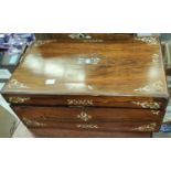 A Victorian slope front lap desk; a rosewood fold out lap desk with mother of pearl inlay