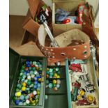 A selection of vintage toys, boxed Dumbo The Blowing Elephant, diecast vehicles, marbles etc