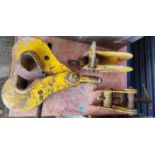 Three steel lifting clamps