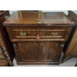 A 19th century secretary side cabinet with fitted fall front writing drawer, double cupboard and