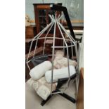 A circa 1970's 'Parrot Cage' hanging chair in the manner of IB ARBERG metal cage and stand with