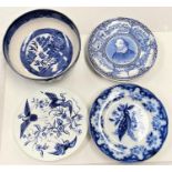 A Doulton large willow pattern fruit bowl; other blue & white pottery