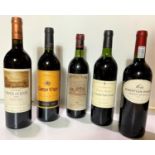 Five bottles of red wine - Chateau du Monthil Medoc 1982, Rioja Campo Viejo 1995, Chateau Paveil