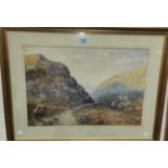 Henry Wilkinson, Mountain pass watercolour, signed, 35 x 49cm framed and glazed; a pair of