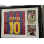 A framed 2009 Barcelona shirt signed by Lionel Messi, with certificate to the back.
