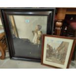 A vintage print of a woman - style of Vermeer; a vintage print - The Castle Garth, Newcastle, signed