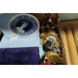 Seven Wedgwood commemorative plates, boxed; decorative brassware; commemorative items; bric-a-brac