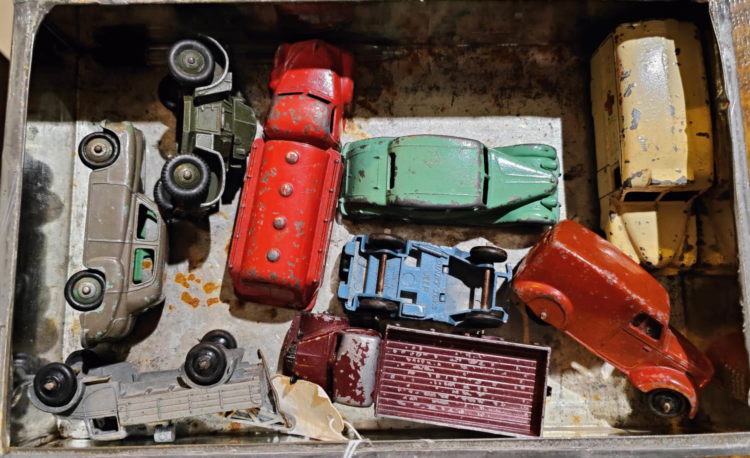 A small selection of vintage die cast vehicles.