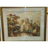 Thomas M Richardson:  watercolour, castle ruins, signed, 38 x 50cm, framed