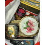 A collection of old toffee tins; etc.