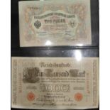 Russian notes 1917, 3 Roubles 1910 10 RB German 5 - 50 Marks 1944 Wehmark