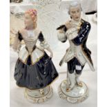 A pair of Royal Dux figures: lady and gentleman in 18th century dress