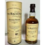 A 70cl bottle of The Balvenie 12 year old Double Wood (whisky oak and sherry oak) single malt whisky