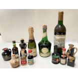 A bottle of 1991 Domaine Au Late Cotes De Gascoigne and other miniature liqueurs etc