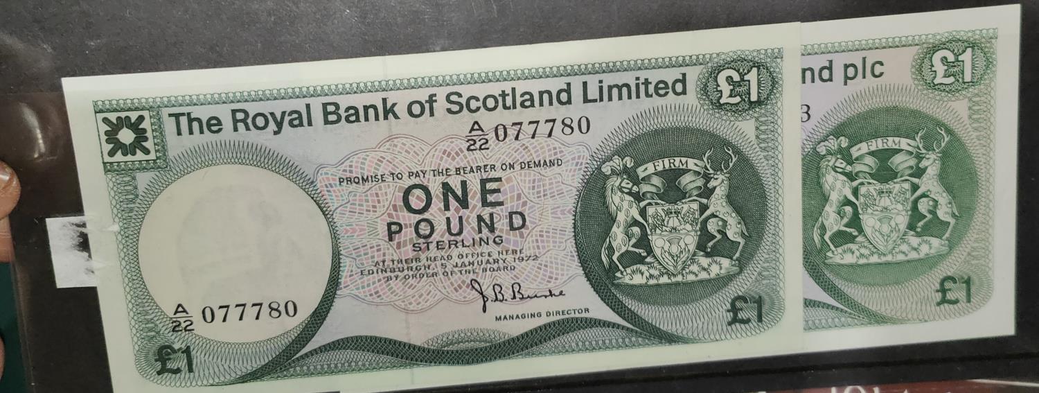 RBS £1 notes 1976 - 1986