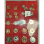 Decimal coins in tray 1/2p - £2 coin, alphabet 10p coins, medallions