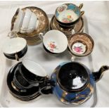 A Paragon Harlequin and similar part tea set, 44 pieces approx, and teapot