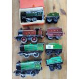 Four various Hornby tinplate clockwork locomotives and tender LMS 2270, 60985 and 45746, 45746 and a