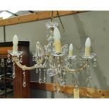 A five branch cut glass chandelier