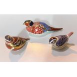 Three Royal Crown Derby birds