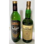 2 x 70cl bottles of single malt whisky - Glenfiddich and The Glenlivet 12 years old