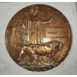 A WWI Death Plaque, Thomas King.